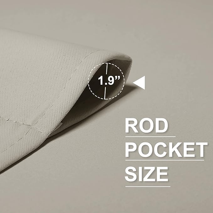 RYB HOME Short Curtains for Small Window Kitchen Bathroom Cafe RV Camper | Sunmmer Heat Light Blocking Privacy Protection Curtains for Sunroom Laundry Room Stair Window, W52 x L36, Natural, 2 Panels - Image 3