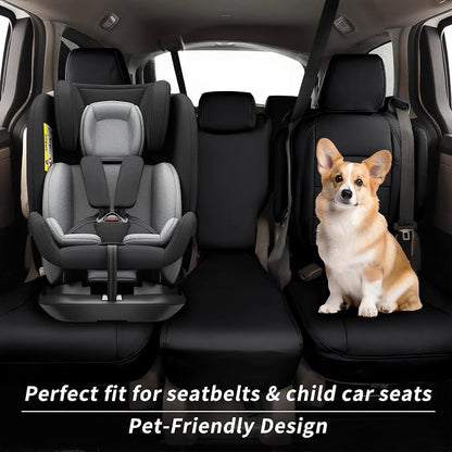 Full Set Car Seat Covers for Honda Odyssey 2011-2017,8-Seater,Faux Leather | for EX,EX-L,Touring Elite,Touring,2nd Row 40/20/40 Split Seat,Waterproof Seat Protector,Fit Like A Glove(Black) - Image 4