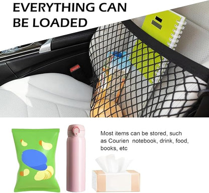 Car Seat Organizer Net, Versatile High Elastic Storage Net with Adjustable Buckle, Passenger Seat Mesh Purse Holder, Universal for Most Cars (Black) - Image 6