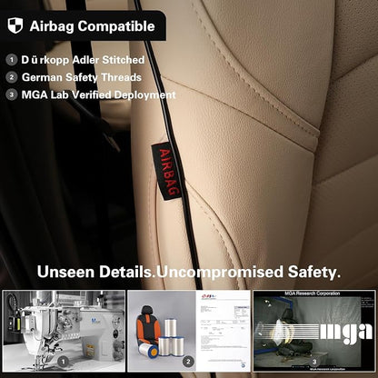EKR Rav4 Seat Covers Custom Fit for Toyota Rav4 (Hybrid) Woodland/Limited 2026, Leather Car Seat Cover Full Set for SUV,Faux Leather(Beige) - Image 2