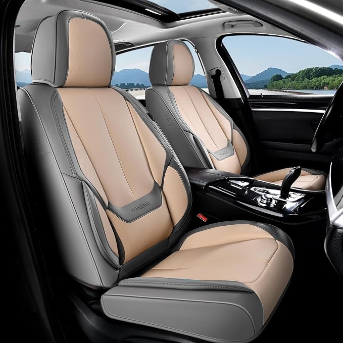 Coverado Car Seat Covers, Seat Covers for Cars, Waterproof Leather Auto Seat Protectors, Leather Car Seat Cushion, Car Interiors Accessories Universal Fit for Most Cars by COVERADOAUTO