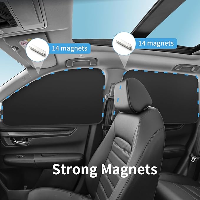 Silver Reflective Car Window Curtains - 4 Pcs Magnetic Privacy Shades | 100% Block Light Car Window Covers with Cooler Feeling (silver dexterous, 4pcs) - Image 3