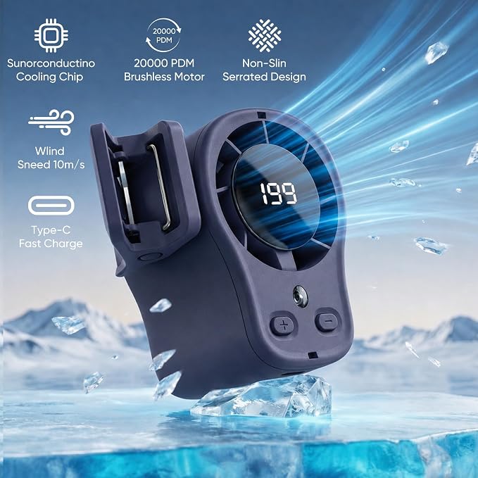 Portable Clip on Air Conditioner Fan for Car with LED Display, 360° Rotation 199 Speeds Mini Cooling Fans, USB Rechargeable Personal Fan for Car Vehicle, Travel, Stroller, Office, Camping - Image 5