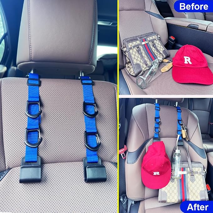 Car Headrest Hooks, Backseat Storage Organizer Hangers, Universal Vehicle Seat Back Hooks, 4 Pack (darkblue) - Image 6