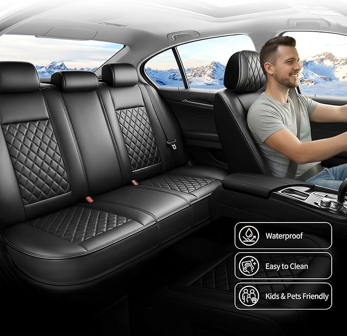 for GMC Canyon 2015-2025 2026 Car Seat Covers, Full Set, Black | Luxury Full Coverage Leather Seat Protectors, Waterproof Breathable, Non-Slip, Easy to Install, Airbag Compatible, All-Season - Image 5
