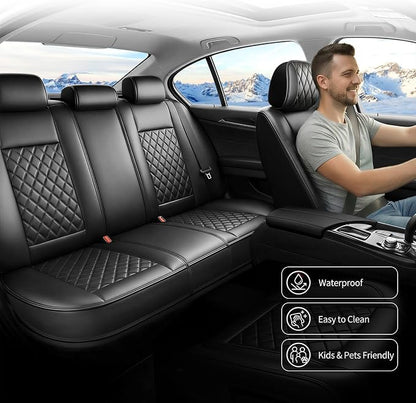 Car Seat Covers Compatible with GMC Terrain 2010-2025 2026 - Full Set 5 Seats Luxury Leather All-Weather Seat Cushions & Protectors, Waterproof & Breathable, Airbag Compatible (Black) - Image 5