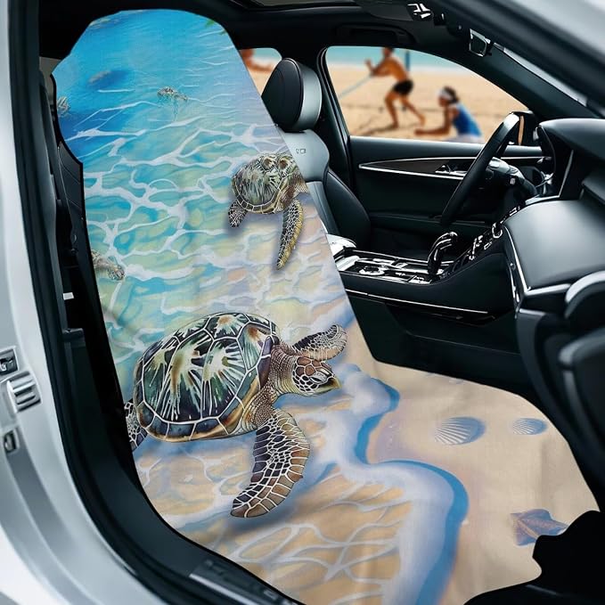 Sea Turtle Car Towel Seat Cover Breathable Car Seat Towel Cover Removable Automotive Accessories Easy to Installation for Cars SUV Trucks - Image 2