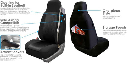 FH Group All Purpose Flat Cloth Car Seat Covers - Universal Fit, Full Set Seat Covers, Washable, Fit Most Car, Truck, SUV, Van - Black - Image 4