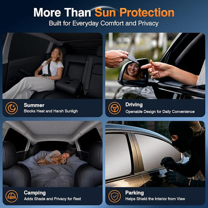 Custom Fit Toyota Tacoma Double Cab Side Window Sunshade 2024 Rear Cab 5PCS | Graphene honeycomb heat blocking fabric, embedded no-suction, no magnets or tools, blackout privacy, folds for truck camping - Image 5