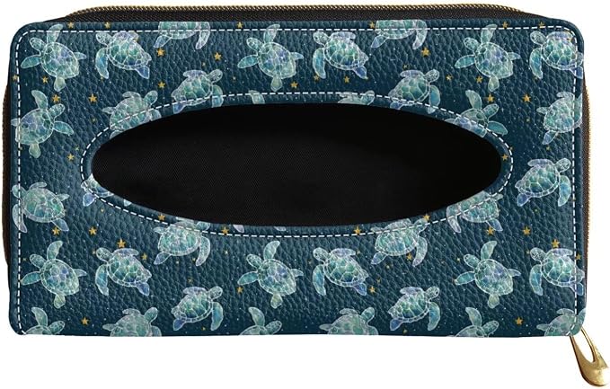 Biyejit 2 Pack Car Tissue Holder, Turtle Pattern Premium Sun Visor Napkin Case, Hanging Car Accessories Used to Organize Paper Towels and Storage Small Items by Biyejit