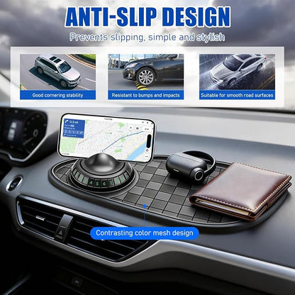 Multifunctional Car Anti-Slip Mat, 360° Rotatable Car Anti Slip Mat Phone Holder, Universal Dashboard Pad with Temporary Parking Number, Dashboard Accessories for Sunglass Chapstick (Black Brown) - Image 5