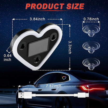 iFunyLED Heart-Shaped Solar Powered Car LED Interior Ambient Light, Wireless Lamp with 8 Lighting Modes, Dual Charging & Dual Sensor Design, Cute Car Accessories Gift for Women, Pack of 1 (Multicolor) - Image 2