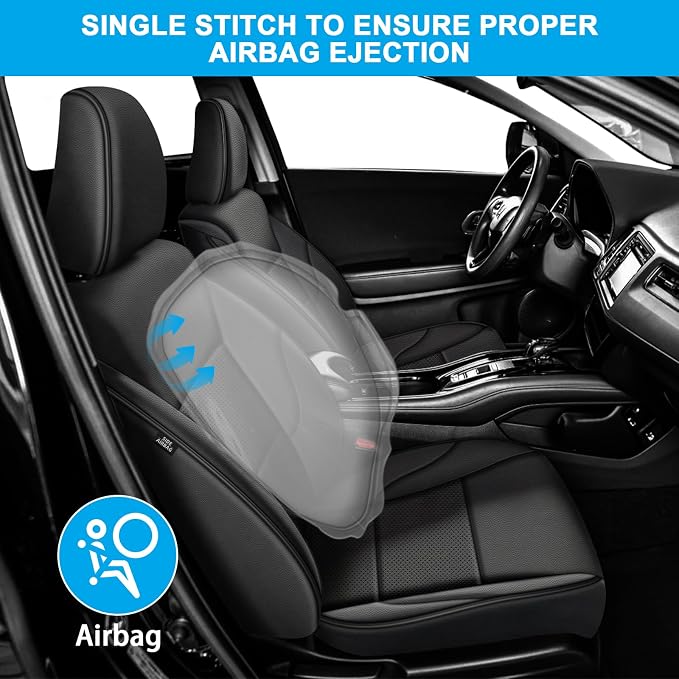 Custom Fit Seat Cover for Honda HRV 2016-2018 EX EX-L&2016-2022 LX | Full Set Faux Leather HR-V Car Seat Protector Black - Image 2