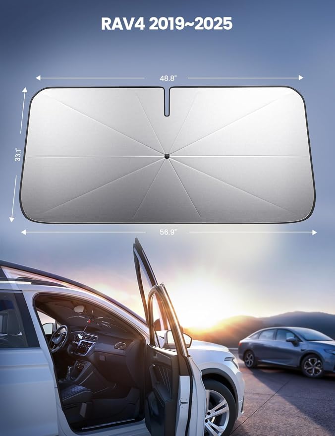 RAV4 2019-2025 Foldable Car Windshield Sunshade Umbrella UV Block Coating | Foldable Umbrella Shade, 5 Layers UV Block Coating, Window Heat Insulation Protect for 2019-2025 RAV 4 Windshield Accessories - Image 6