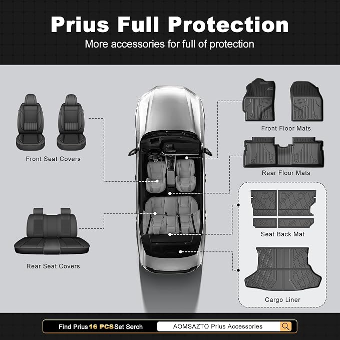 AOMSAZTO Cargo Mat & Backrest Mat Compatible with 2010-2014 Toyota Prius (Not Fit Plug-in, V or C Models): TPE All Weather Protection Anti-Slip Cargo Liner for 2014 Prius Accessories - Image 9