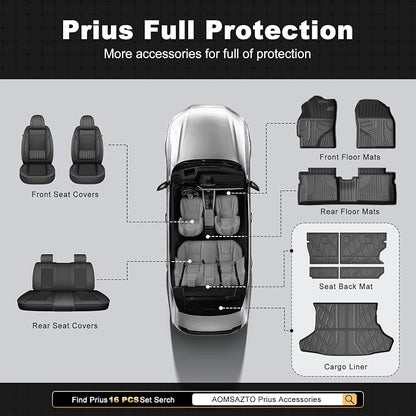 AOMSAZTO Cargo Mat & Backrest Mat Compatible with 2010-2014 Toyota Prius (Not Fit Plug-in, V or C Models): TPE All Weather Protection Anti-Slip Cargo Liner for 2014 Prius Accessories - Image 9
