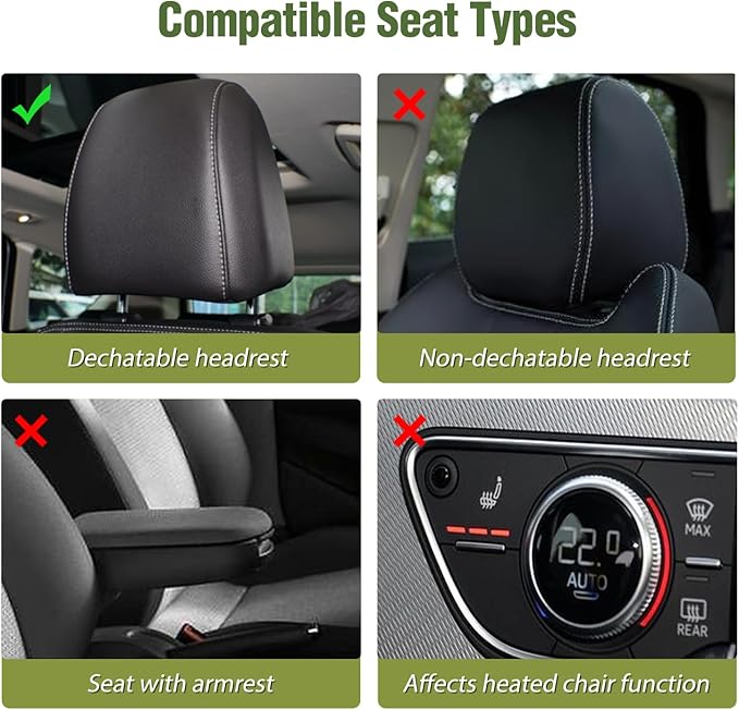 Nilight Car Seat Covers Front Seats Universal Fit for Civic Corolla Accord | 2PCS Black Waterproof Breathable Faux Leather Cushions Anti-Slip Cover Compatible With Camry Hyundai Honda Kia CR-V RAV4 - Image 4