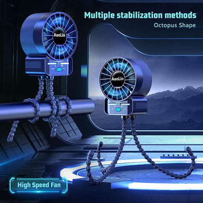 2 Pack Multifunctional Portable Stroller Fan 4 Speed 6600rpm High Speed Usb Rechargeable Personal Mini Handheld Fan Extended Tripod For Desktop Winding Kids Bed Treadmill Bike Golf Cart Outdoor Travel - Image 2
