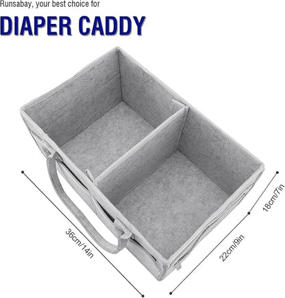 Runsabay. Nursery Basket-Baby Diaper Caddy Organizer for Changing Table-Portable Holder Tote Bag-Car Organizer with Removable Divider-Best Shower Gift Basket for Newborns Registry- Grey & Large Size - Image 3