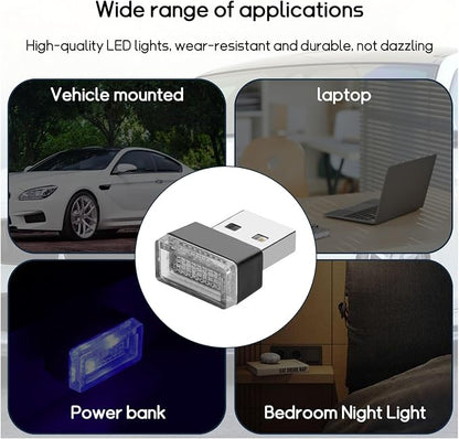 Dickno 4 PCS USB LED Car Interior Atmosphere Lamp, Portable Mini LED Night Light, Plug-in USB Interface Trunk Ambient Lighting Kit, Universal Vehicle Interior Accessories (Blue+Red) - Image 5