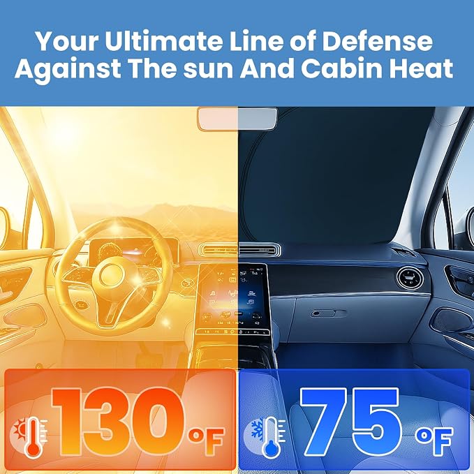 Windshield Sun Shade for Chevrolet Trax 2024 2025 2026 – Custom Fit Sun Shield with Mirror Cut‑Out, Blocks Heat & UV, Foldable with Storage Pouch - Chevrolet Trax Windshield Sunshade - Image 4