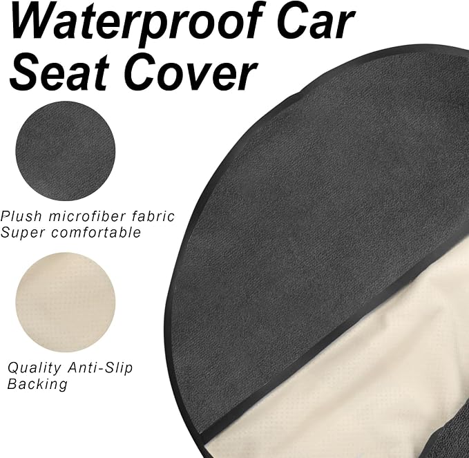 Sweat Towel Car Seat Cover Protector Front Seats for Gym Workout, Running, Swimming, Beach and Hiking, Waterproof Universal Seat Cover for Car, Trucks, Van & SUV (2, Pure Grey, Front) - Image 4