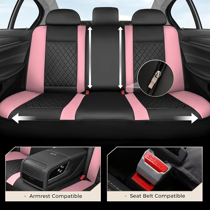 Coverado Car Seat Covers Full Set, Automotive Front and Rear Seat Covers with Backrest, Nappa Leather Car Seat Protectors Waterproof, Universal for Most Vehicles - Image 6