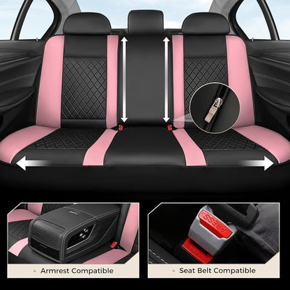 Coverado Car Seat Covers Full Set, Automotive Front and Rear Seat Covers with Backrest, Nappa Leather Car Seat Protectors Waterproof, Universal for Most Vehicles - Image 6