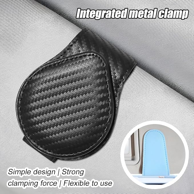 Sunglasses Holder for Car Visor, Magnetic Leather Sun Visor Eyeglasses Hanger & Ticket Card Clip, for Most Cars - Image 5