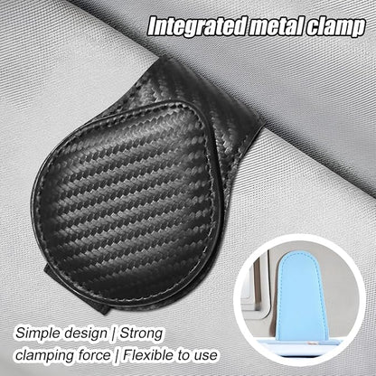 Sunglasses Holder for Car Visor, Magnetic Leather Sun Visor Eyeglasses Hanger & Ticket Card Clip, for Most Cars - Image 5