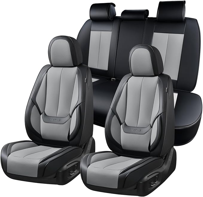 Coverado Car Seat Covers, Seat Covers for Cars, Waterproof Leather Auto Seat Protectors, Leather Car Seat Cushion, Car Interiors Accessories Universal Fit for Most Cars - Image 2