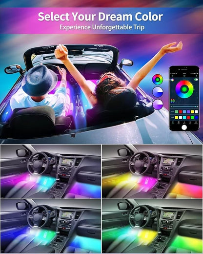 RGB-IC Car Interior Lights, 48 LED USB Under Dash Ambient Light Strips | 16 Million Colors, APP & Remote Control, Color Changing Footwell Lighting for SUVs, Trucks and Car Interior Accessories - Image 2