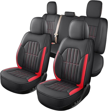 Truckiipa Seat Covers for Dodge Ram 1500 Full Set, Full Coverage Waterproof Leather Protectors Pickup Truck Accessories, Custom Fit for 2002-2026 Ram 1500 2500 3500 Crew Mega Cab, Red by Truckiipa
