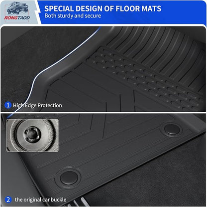 Rongtaod Floor Mats Set for 2020-2026 Ford Explorer 6 Seats Captain Chairs | 2nd Row Kick Mats Trunk Mat with Backrest Mat TPE All Weather Cargo Mat Cargo Liner 2026 Explorer Accessories - Image 3