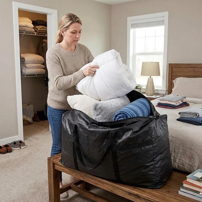 Heavy Duty Storage Bag with Handles for Moving & Storage (21Gal - 1 Pack) | Extra-Large Capacity for Bedding, Clothing, Blankets, Pillows & Bulky Household Items - Image 2
