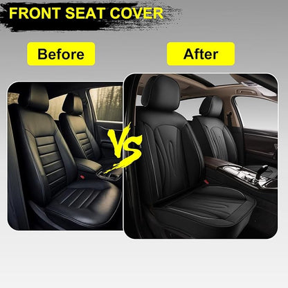 Front Seat Covers for Honda Civic 2003-2026 2027 Faux Leather | Waterproof Breathable Scratch Resistant 360° Wrap Airbag Compatible Easy Clean (2 Seats,Black ) - Image 4