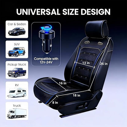 Upgraded Cooling Car Seat Cover with 3-Second Fast Cooling(Black) | 12V–24V for Car SUV Truck RV, Universal Size Design, Breathable 3D Mesh & Premium Leather, Best Gift for Drivers - Image 4