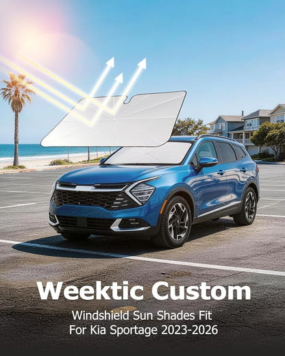 Weektic Custom Windshield Sun Shade Umbrella for Kia Sportage 2023-2026, [Double Thickened Ice Crystal Coating] Sun & Heat Protection, Keep Vehicle Cool & Protect Interior - Image 5