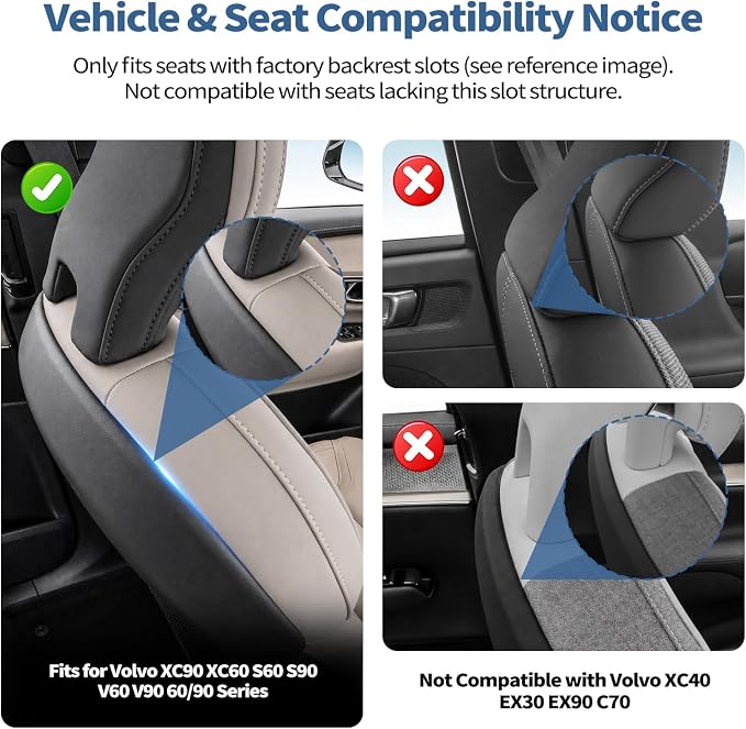 2 Packs Upgraded Foldable Car Seat Headrest Hidden Hooks for Volvo | for Volvo XC90 XC60 S90 S60 V90 V60 60/90 Series Accessories, Storage Organizer for Purse Bag Toy Bottle (Black) - Image 2
