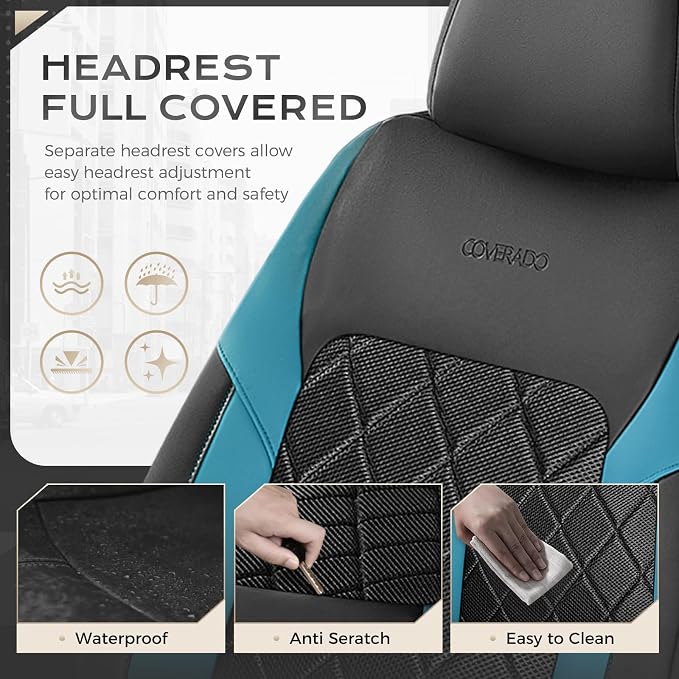 Coverado Car Seat Covers, Seat Covers Full Set, 5 Seats Automotive Seat Cover, Mesh Breathable Seat Protectors, Universal Fit for Most Cars - Image 4