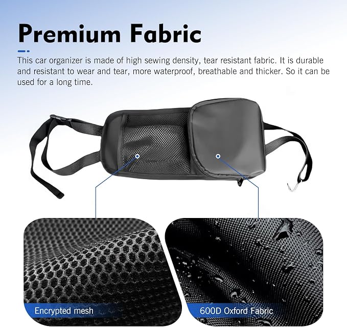 2PCS Car Seat Side Organizer, Multi-Pocket Storage Hanging Bag, Multifunctional Mesh Net Pocket, Holds Phones, Drink, Glasses, Wallet, for Cars, Trucks, Black - Image 4