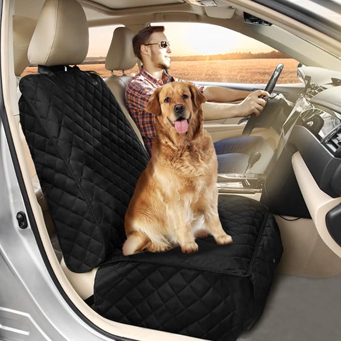 Bark Lover Deluxe Dog Seat Cover for Front Seat-More Durable Spill-Resistant Front Seat Protector, High Heat Resistant and Nonslip Front Seat Cover for Dogs Kids, Universal Size (Black, 2 Pack) - Image 3