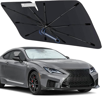 Windshield Sun Shade for Lexus RC 2015-2026, Foldable Umbrella Sunshade | Custom Fit Car Sun Visor with 360° Rotating Shaft, UV Protection Heat Shield Sun Blocker Heat Reflector and Easy Storage by Visufy
