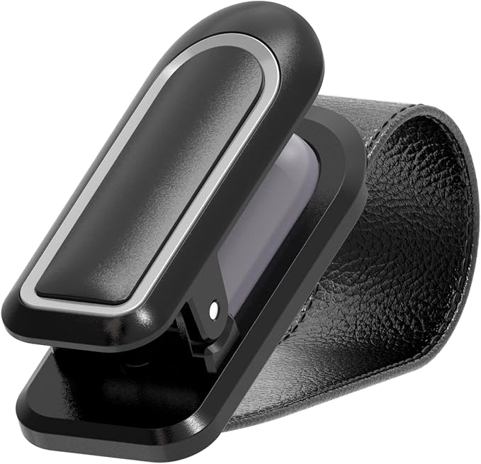 Veharvim Sunglass Holder for Car (2 Pack, One-Handed Operation, Gentle & Secure Hold, Silicone Padded, Universal Fits Sunglass and Car Visor) - Sunglasses Clip for Car Visor (Black & Silver, 1 Pack) - Image 7