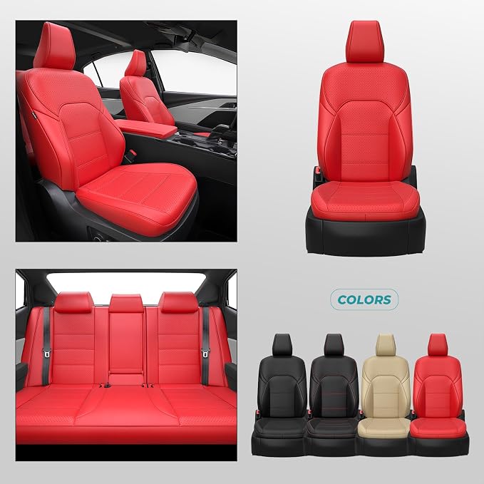 Custom Fit Seat Covers for Toyota Camry 2025 2026 Hybrid, Red | Only Fit for Camry LE/SE 2025-2026, Full Coverage, Faux Leather, Protective, Scratch-resistant, Easy-clean - Image 8