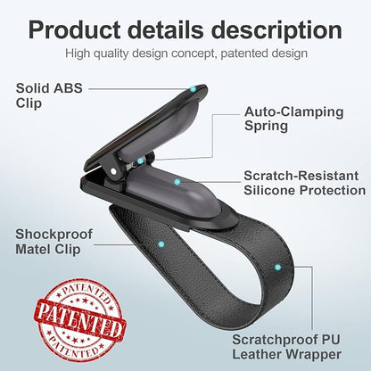 Veharvim Sunglass Holder for Car (2 Pack, One-Handed Operation, Gentle & Secure Hold, Silicone Padded, Universal Fits Sunglass and Car Visor) - Sunglasses Clip for Car Visor (Black & Silver, 4 Pack) - Image 5