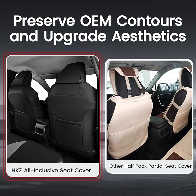 HKZ Corolla Seat Covers Custom Fit for Toyota Corolla 2020 2021 2022 Hybird LE & 2023 2024 2025 2026 Hybrid XLE Leather Car Seat Cover, 5 Seats Full Set (Black) - Image 7