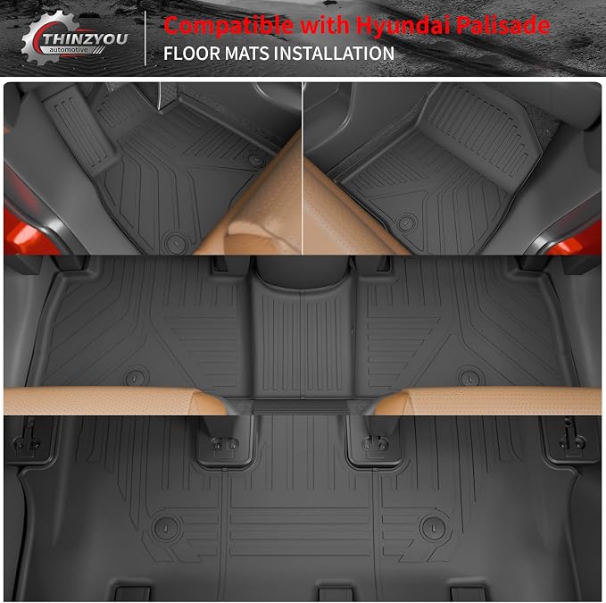 Floor Mats for 2026 Hyundai Palisade Gas 7 Seats Captain Chairs | Cargo Mat Trunk Mat Cargo Liner TPE Back Seat Cover Protector Palisade All Weather Accessories - Image 2