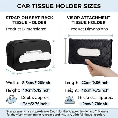 Novabright 3 Pack Car Tissue Holder Sun Visor Napkin Holder PU Leather Tissues Box Cover Backseat Rectangle Organizer for Car Sun Visor Black Organization Accessories - Image 2