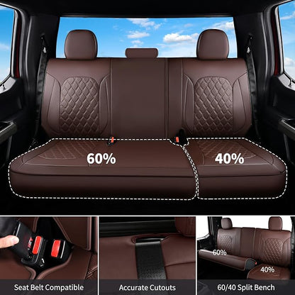 Huidasource Tacoma Custom Seat Covers Fit for Toyota Tacoma 2016-2023 Double & Crew Cab SR SR5 Limited TRD Sport/Pro/Off Road, 360° Full-wrap Waterproof Car Seat Cushion Cover (Full Set/Coffee) - Image 2
